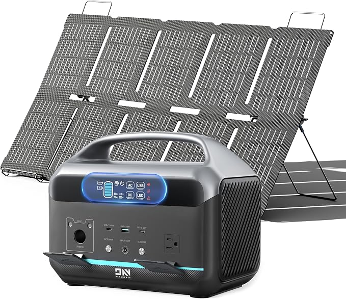 Portable Power Station with Solar Panel 100W, Solar Generator 1200W Peak by DaranEner