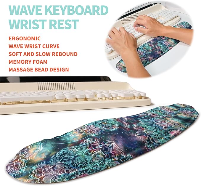 2-in-1 Ergonomic Set, Wave Rise Keyboard Wrist Rest and Massage Bulge Slope - Image 2