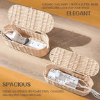FairyHaus Cable Management Box 2Pack Cream, Handwoven Large and Small Cable - Image 4
