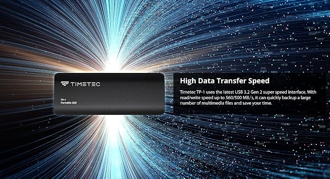 Timetec 2TB Portable External SSD USB3.2 Gen2 Type C Up to 550MB/s Ultra-Light - Image 4