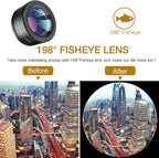 Phone Camera Lens, Upgraded 3 in 1 Phone Lens kit-198° Fisheye Lens + Macro - Image 5