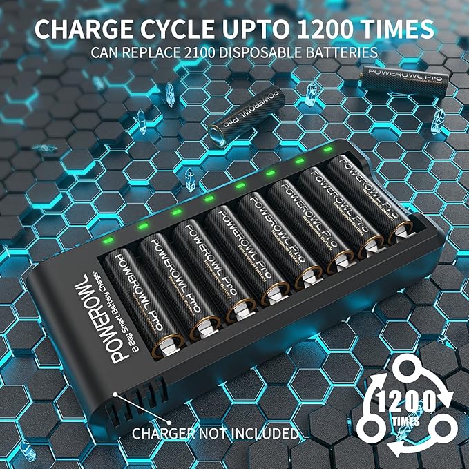POWEROWL Goldtop Rechargeable AA Batteries PRO, High Capacity 2800mAh, Premium - Image 5