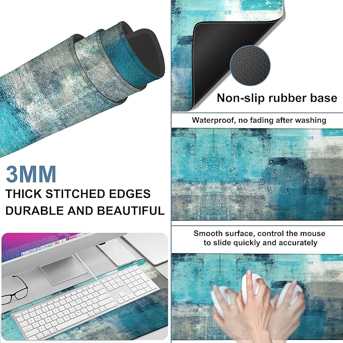 Large Mouse Pad Creative Mosaic Gaming Desk Pad Computer Keyboard Non-Slip - Image 2