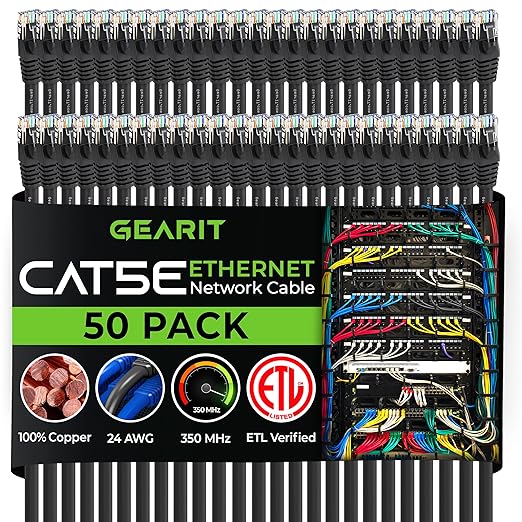 GearIt 50-Pack, Cat5e Ethernet Patch Cable 1 Foot by GEARit