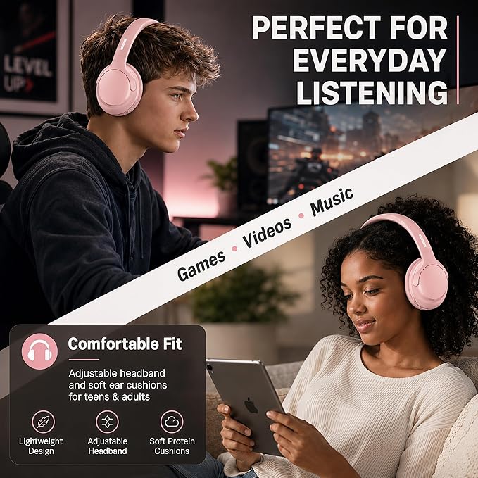 MIDOLA Bluetooth Headphones Over Ear 68H Playtime 6 EQ Wireless Headset - Image 8