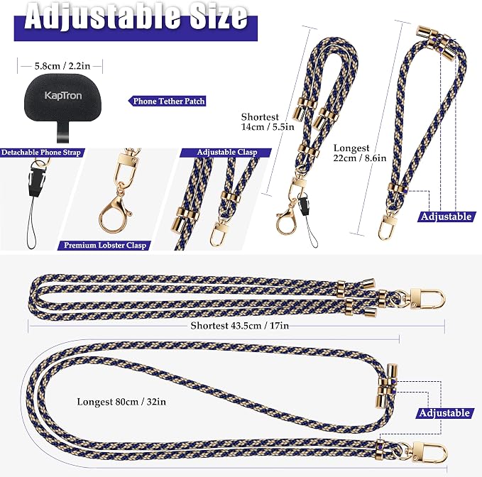 Universal Phone Lanyard with Wrist Strap, Adjustable Crossbody Cell Phone - Image 3