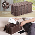 Large Cable Management Box, Handwoven Imitation Rattan Cord Organizer Cord - Image 3