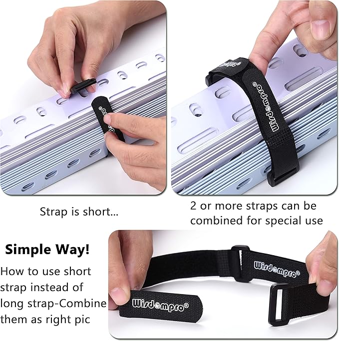 20 Pack Hook and Loop Reusable Fastening Cable Tie Down Straps by Wisdompro - Image 4