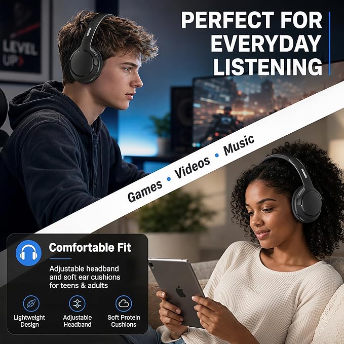 MIDOLA Bluetooth Headphones Over Ear 68H Playtime 6 EQ Wireless Headset - Image 8