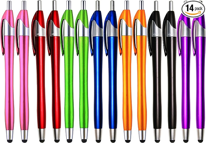 Skoloo Electronic Screen Touch Stylus, 14 Pack 2 in 1 Slim Long Click Ink by SKOLOO
