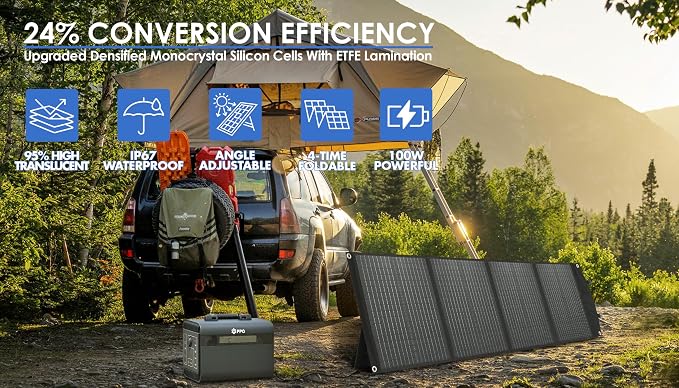 PPQ 100W Portable Solar Panel Kit 18V/6A, 9lb Foldable Briefcase Solar Charger - Image 2