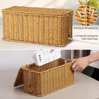 2Pack Large Cable Management Box, Handwoven Imitation Rattan Cord Organizer - Image 4