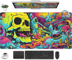 Gaming Desk Mat Skull Desk Pad Extended Mouse Pad XXL, Cool Mouse and Keyboard by Unknown