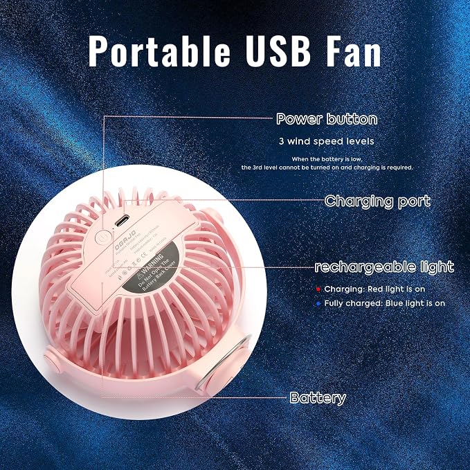 Portable Stroller Fan Personal rechargeable USB Fans - Image 2