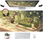 Cute Desk Mat Green Sage Mouse Pad Anime Forest XXL Large Extended Gaming by Mechanical+Cattle