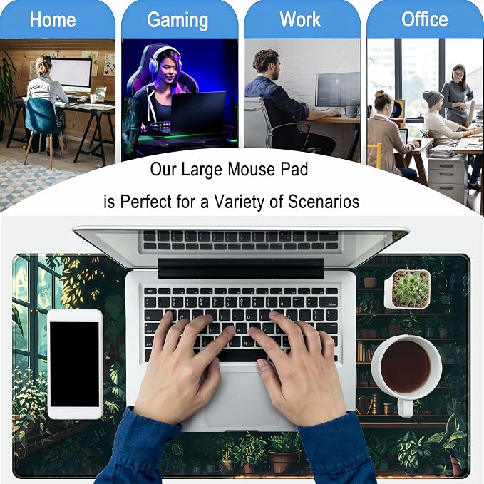 Green Plant Desk Pad Gaming Pad Extra Large Desk Mats Full Desk Mouse Pad XXL - Image 6