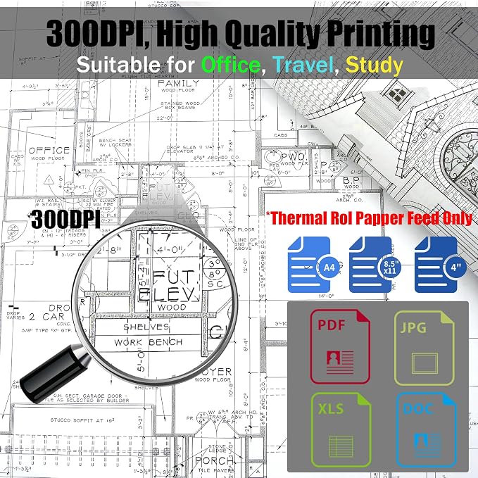 Inkless Portable Printer for Travel, Wireless Thermal Printer Support 8.5 x 11 - Image 4