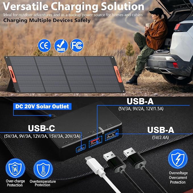 240W Portable Solar Panels for Power Station, Solar Angle Guide, - Image 4