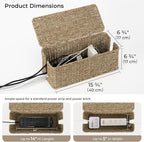 StorageWorks Large Cable Management Box, 2 Slots Wicker Cable Organizer to Hide - Image 2