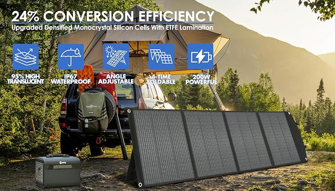 PPQ 200W Portable Solar Panel Kit 18V/12A, 14lb Foldable Briefcase Solar - Image 2