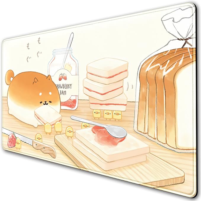 Cute Desk Mat Anime Cartoon Desk Pad Mouse Pad Kawaii Large Yellow Shiba Inu - Image 2