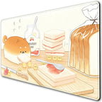 Cute Desk Mat Anime Cartoon Desk Pad Mouse Pad Kawaii Large Yellow Shiba Inu - Image 2