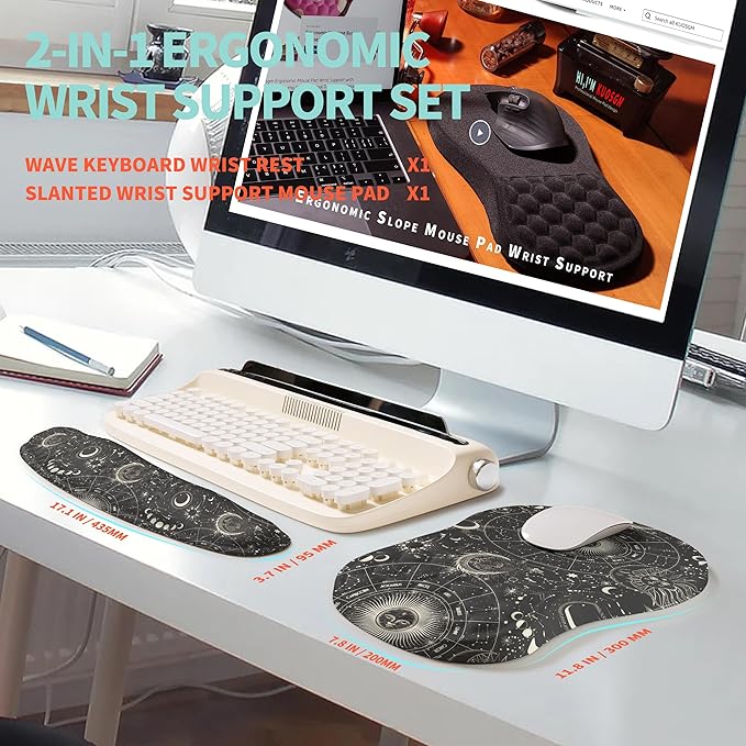 2-in-1 Ergonomic Set, Wave Rise Keyboard Wrist Rest and Massage Bulge Slope - Image 5