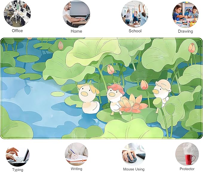 Green Cute Anime Desk Mat Kawaii Cartoon Ducks Gaming Mouse Pad XXL Large Anime - Image 5