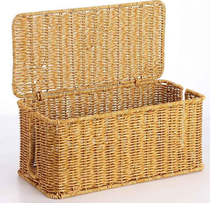 Large Cable Management Box, Handwoven Imitation Rattan Cord Organizer Cord - Image 6