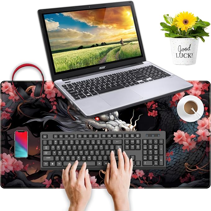 Cute Sakura Dragon Gaming Mouse Pad Kawaii XXL Large Extended Anime Desk Mat - Image 4