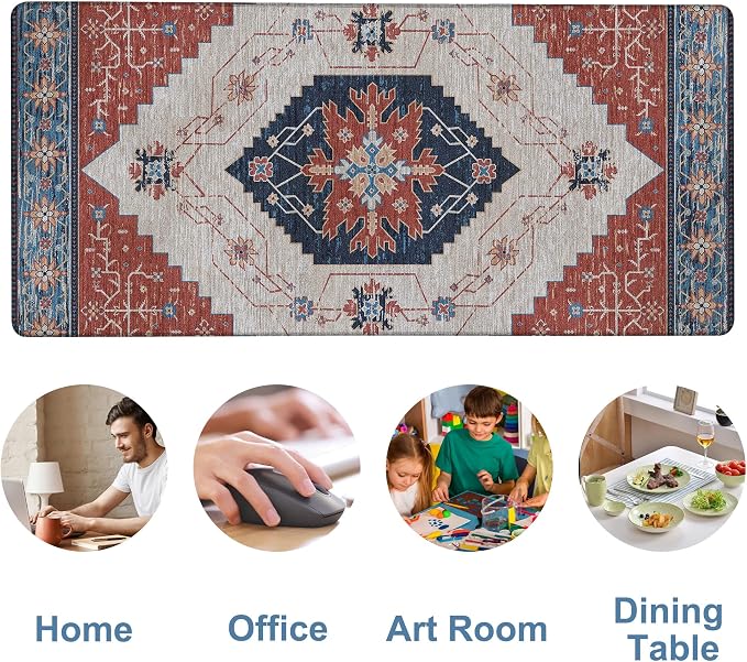Vintage Style Rug Gaming Mouse Pad 3mm Thick Stitched Edge Waterproof Non-Slip - Image 5