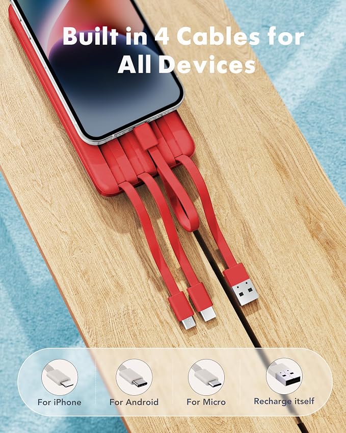 Charmast Portable Charger with Built in Cables, Power Bank with Cords Wires - Image 2