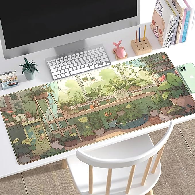 Cute Desk Mat Green Plants Gaming Mouse Pad XXL Large Extended Sage Laptop - Image 2