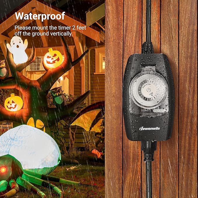 DEWENWILS Outdoor Light Timer Waterproof, 24-Hour Programmable Plug in Timer - Image 4
