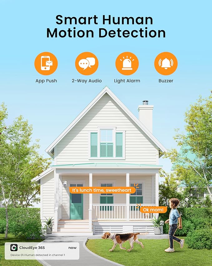 Camcamp Wireless Security Camera System, Solar Powered PTZ 4MP 6 Cam-kit Camera - Image 7