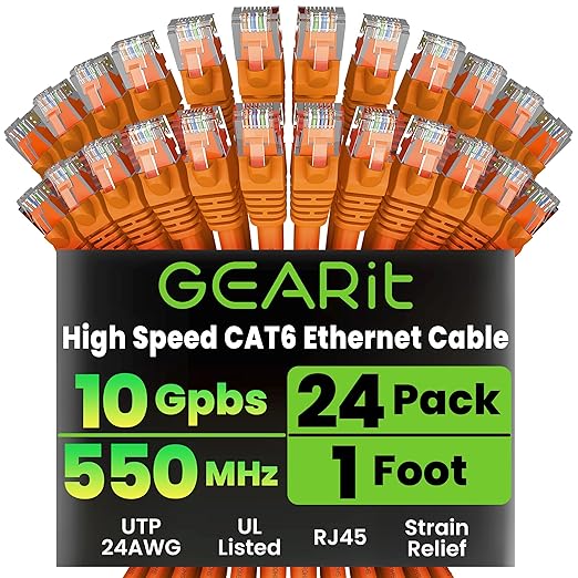 GEARit Cat 6 Ethernet Cable Cat6 Network Patch, Snagless Cord, Internet by GEARit