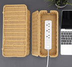 2Pack Large Cable Management Box, Handwoven Imitation Rattan Cord Organizer - Image 6