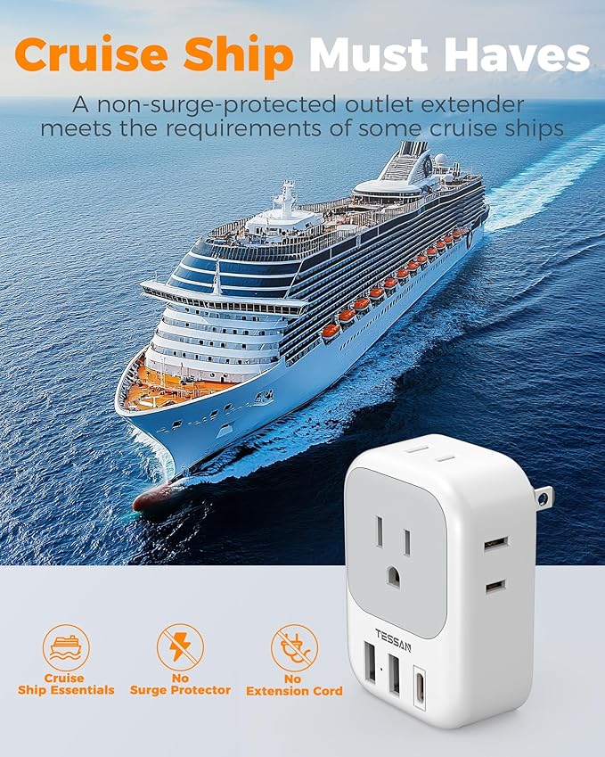 TESSAN 2 Prong to 3 Prong Outlet Adapter 2 Pack, US to Japan Plug Adapter - Image 7