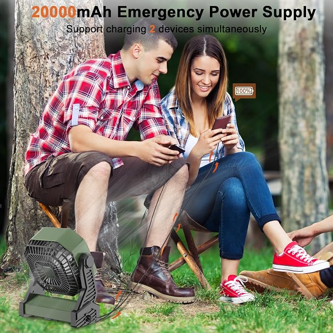 KITWLEMEN 20000mAh Battery Powered Camping Fan - Image 5