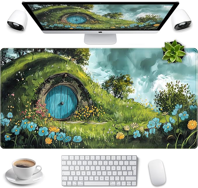 Cute Landscape Cartoons Desk Mat Aesthetic Gaming Mouse Pad XXL Large Extended by LuckyCow