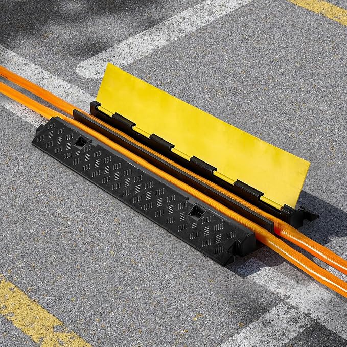 VEVOR Cable Protector Ramp, 2 Channel Heavy Duty 39.37'' Rubber Cord Hose Wire - Image 8