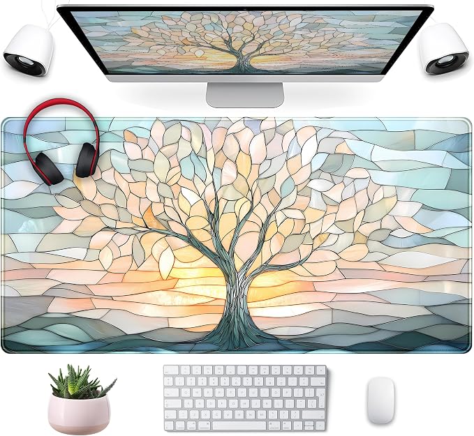 Desk Mat Cute Tree of Life Mouse Pad Gaming XXL Large Extended Desk Matt by Mechanical+Cattle