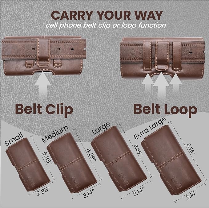 Phone Holster for Men & Women, Horizontal Cell Phone Case, Fits iPhone - Image 4