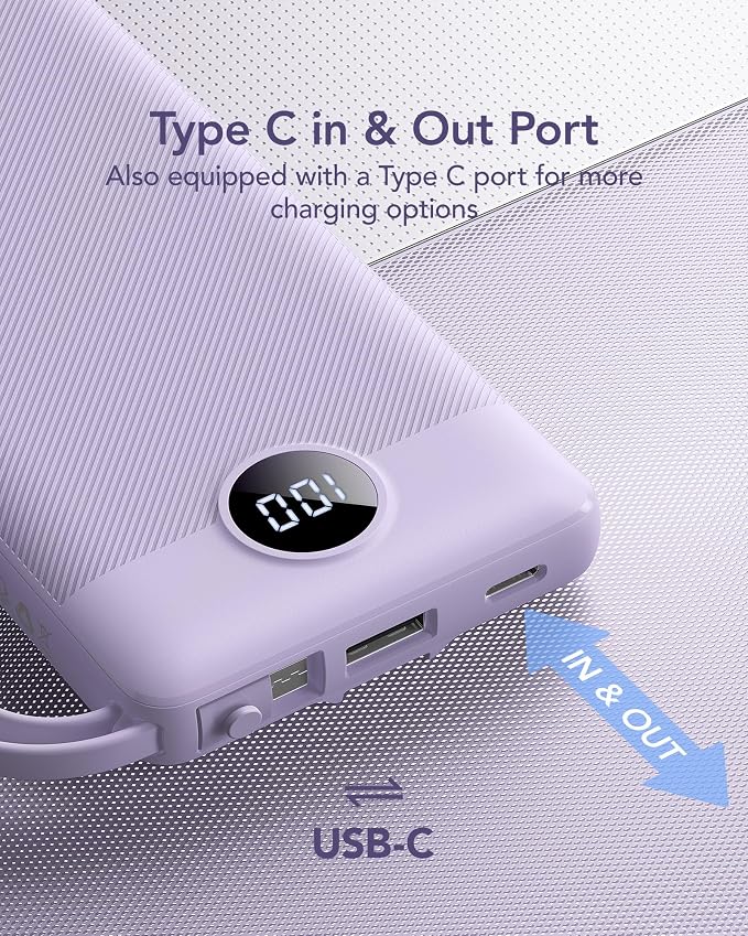 VRURC Portable Charger Power Bank, 10000mAh Travel Essentials Battery Pack - Image 4