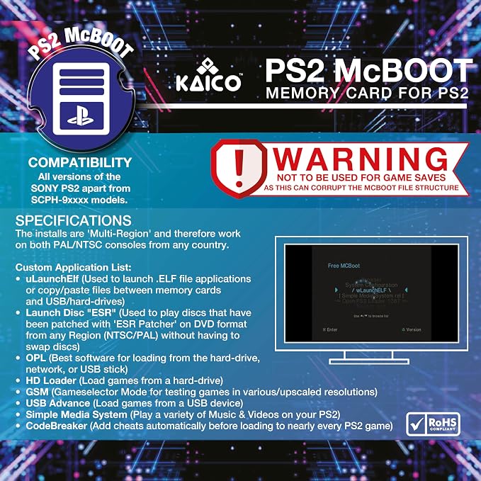 Kaico Free McBoot 8MB PS2 Memory Card – FMCB 1.966 - Image 6