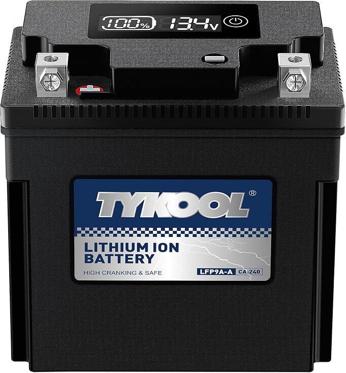 TYKOOL LFP9A-A, 3X Cranking Amps, LiFePO4 Lithium Motorcycle Battery, 12V 4AH by TYKOOL
