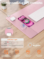 TopMade Mouse Pad with 15W Wireless Charging, XXL Large Leather Desk Mat - Image 2