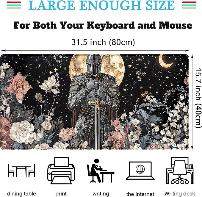 Cute Vintage Floral Mouse Pad Warrior Gaming Desk Mat Retro Flowers Mousepad - Image 3