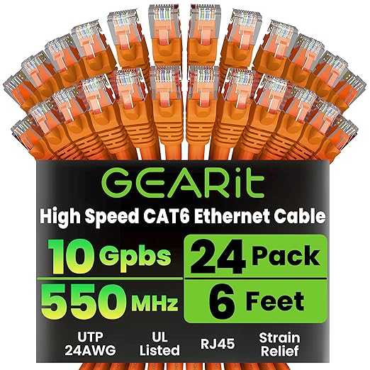 GearIT Cat 6 Ethernet Cable Cat6 Network Patch, Snagless Cord, Internet by GEARit