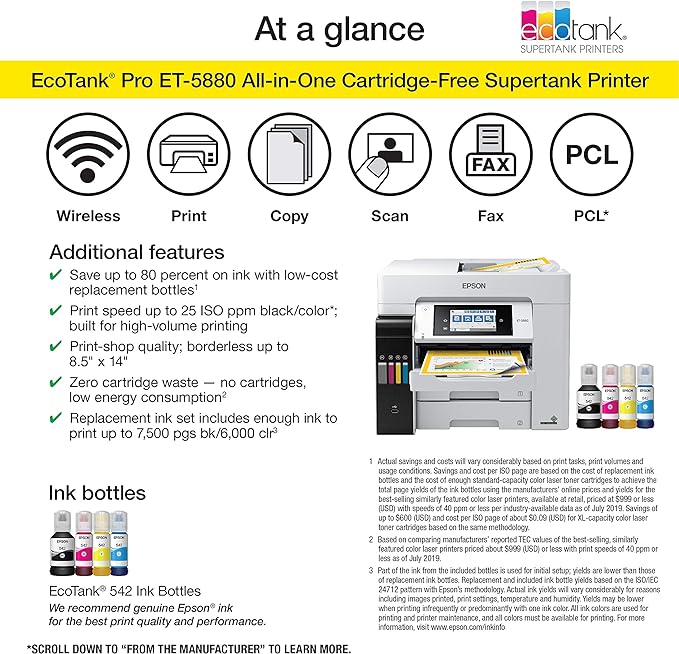 Epson EcoTank Pro ET-5880 Wireless Color All-in-One Supertank Printer - Image 5
